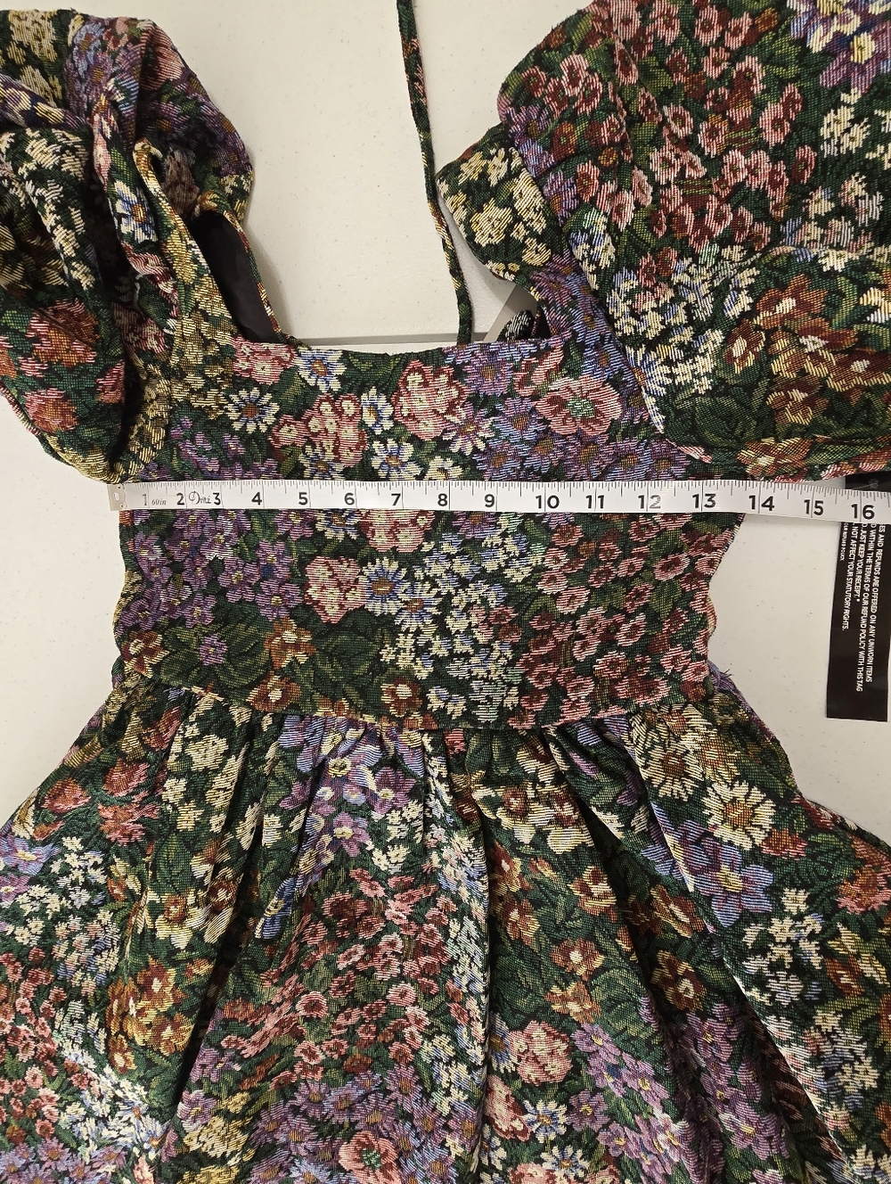 Sister Jane Bluebells Floral Tapestry Tie Back Mini Dress Women's XS New NWT - Picture 7 of 13